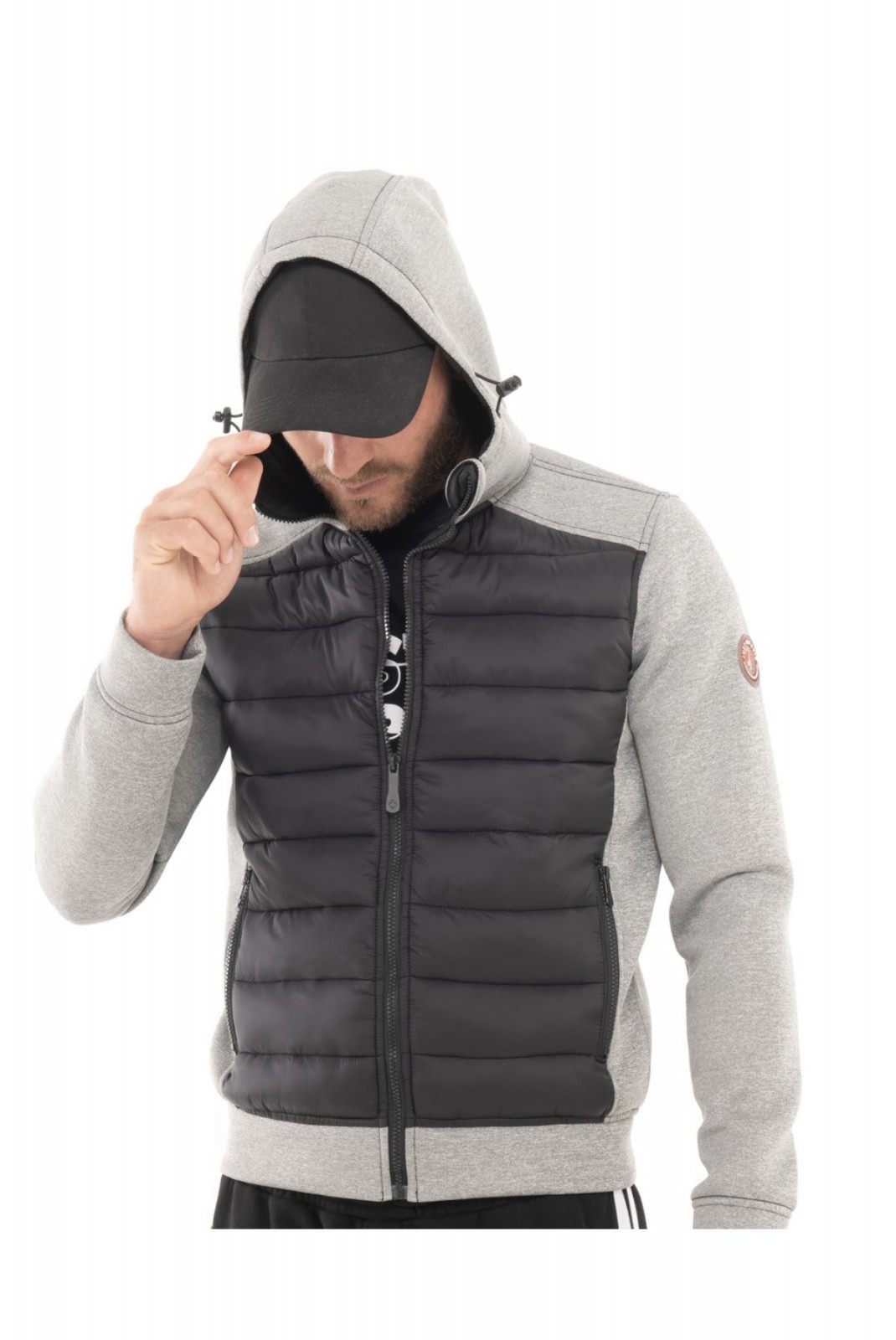 Blouson zippé bimatière Just Emporio BLACK/DARK GREY JE-NAKEM