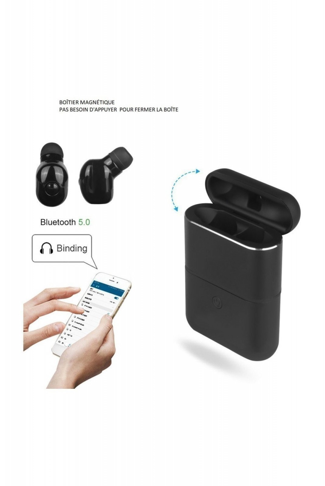 Mini Ecouteurs Bluetooth Avec Power Bank Iphone PLATYNE NOIR ORB63