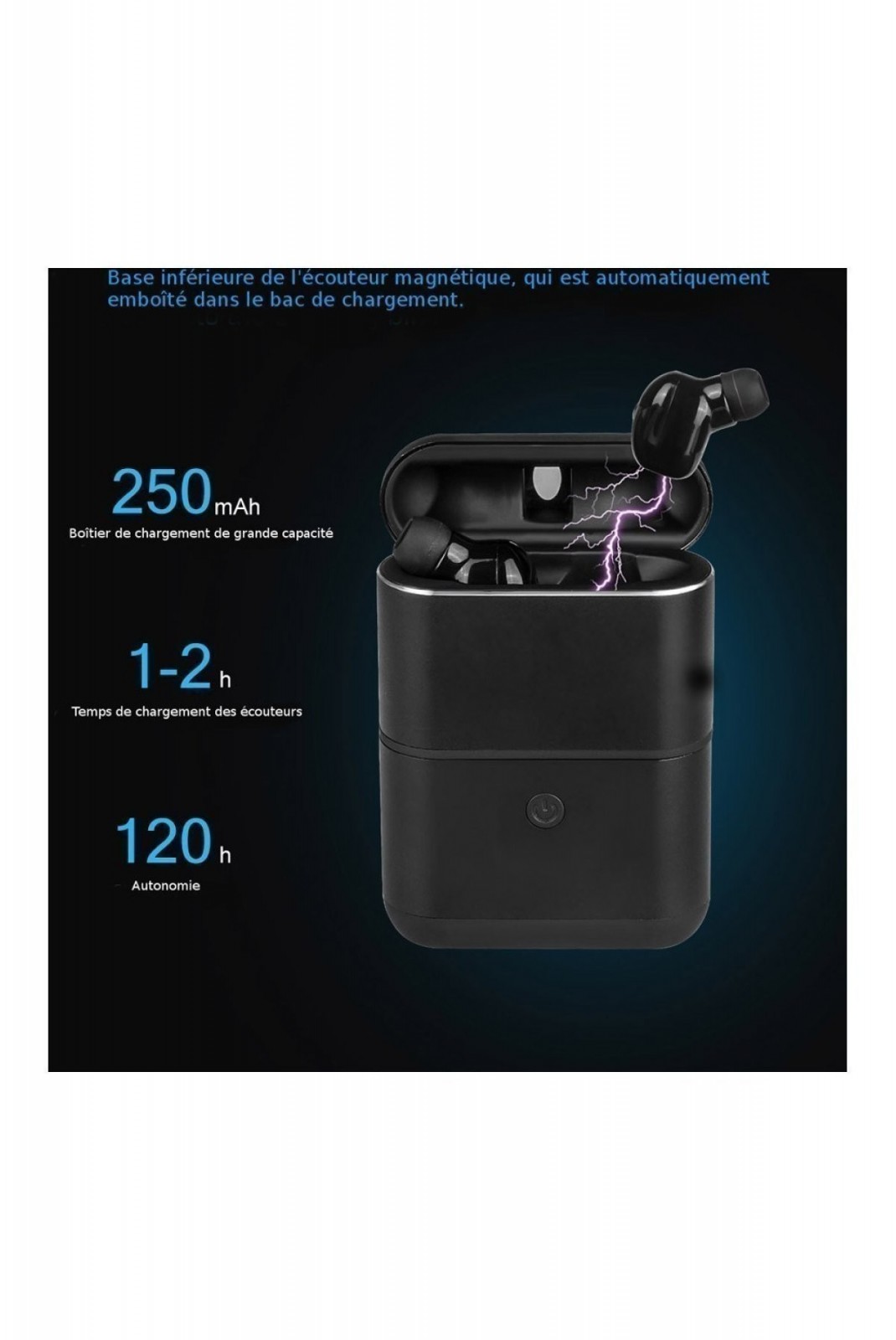 Mini Ecouteurs Bluetooth Avec Power Bank Iphone Platyne NOIR ORB63