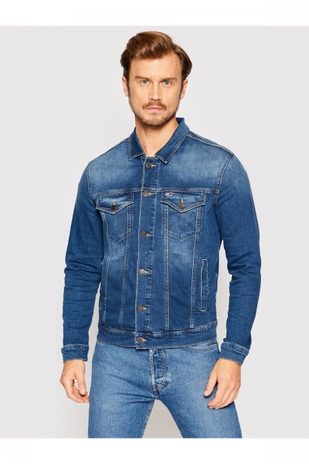 Blouson en jean stretch Tommy Jeans 1A5 Wilson Mid Blue Stretch DM0DM10244