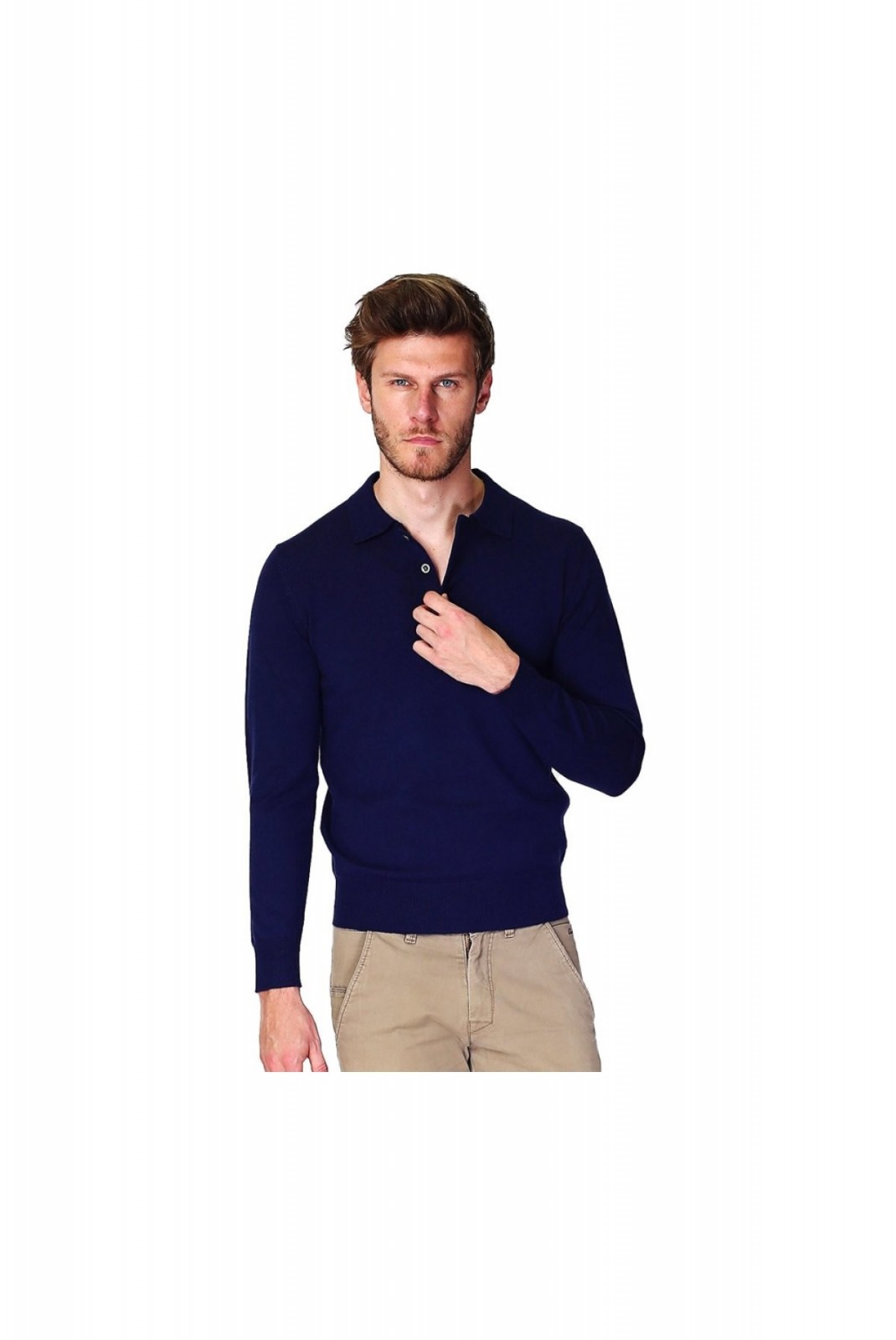 Pull col polo WILLIAM DE FAYE BLEU NUIT WFM90