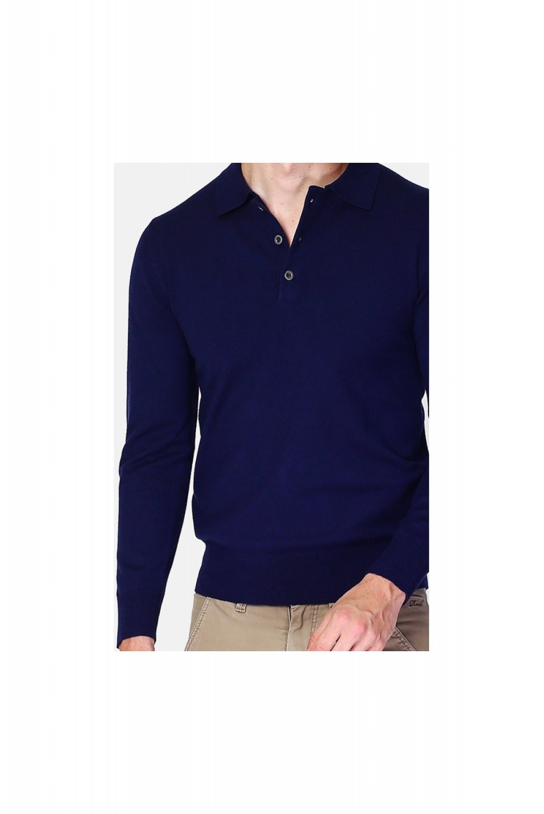 Pull col polo WILLIAM DE FAYE BLEU NUIT WFM90