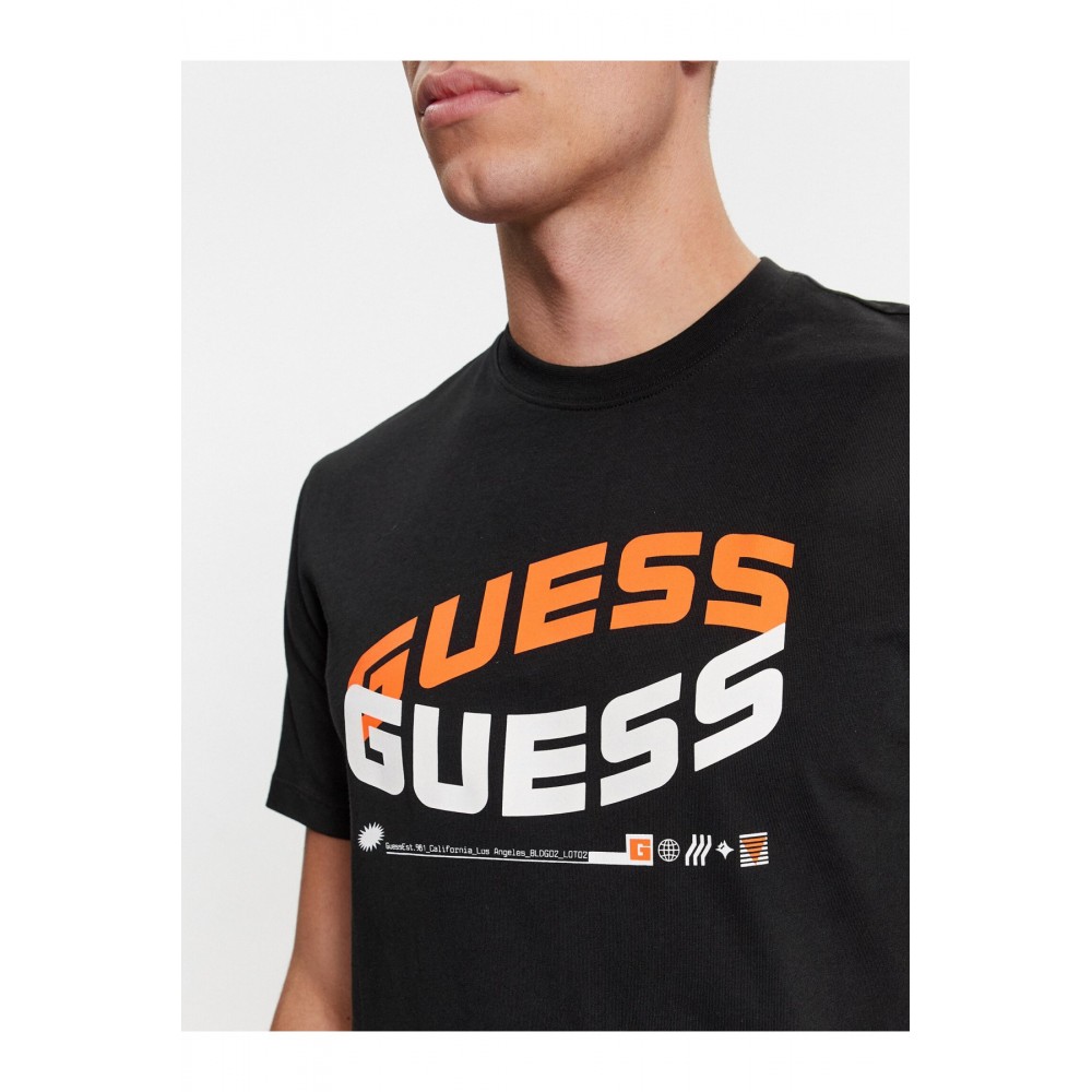 TShirt 100% coton logo printé Guess jeans JBLK Jet Black A996 Z4RI03 I3Z14