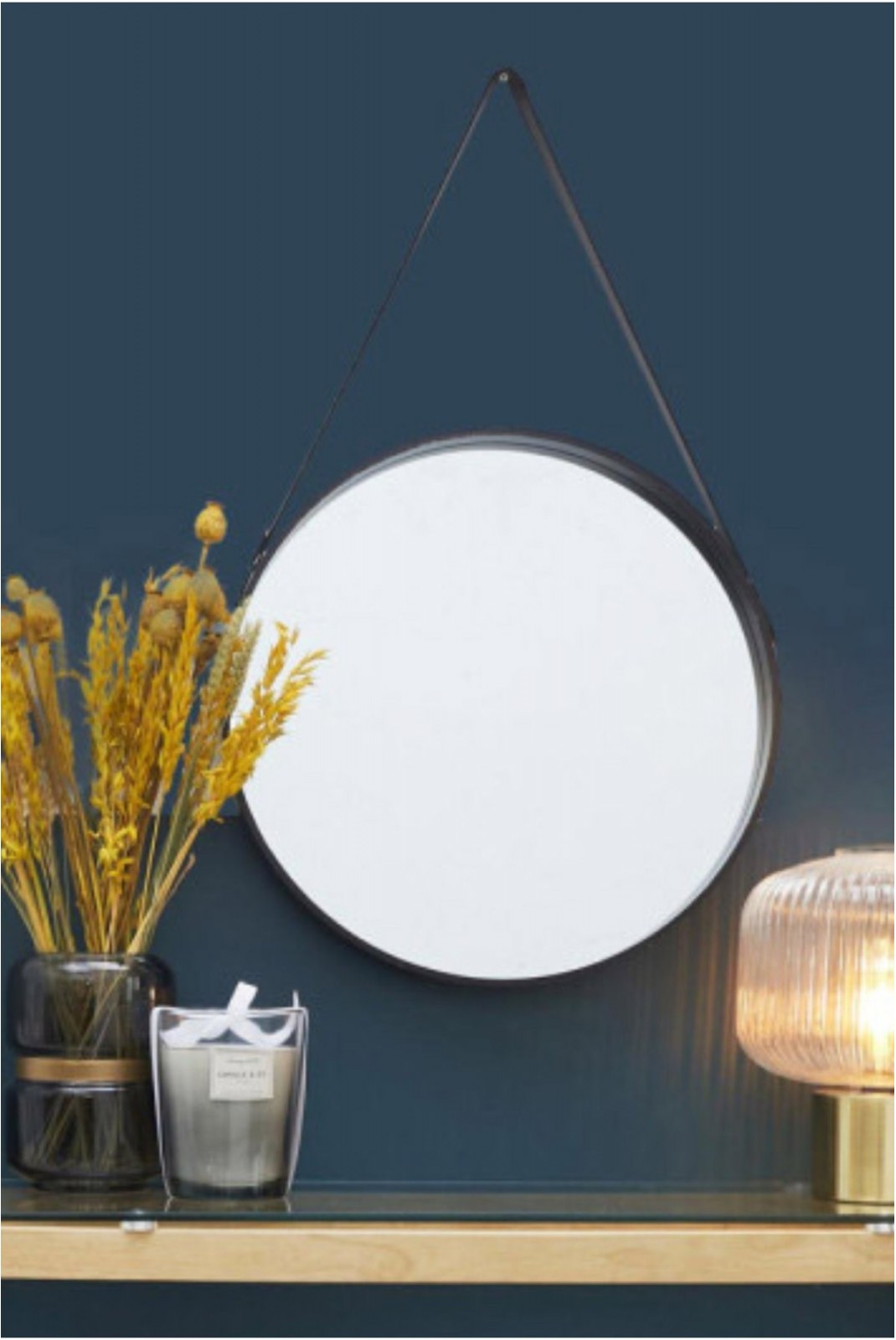 Miroir Rond Avec Anse 40Cm Home Déco Factory Noir  HD4325