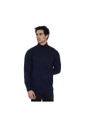 Pull col roulé cachemire et soie Le Cachemire français BLEU NUIT CF-51