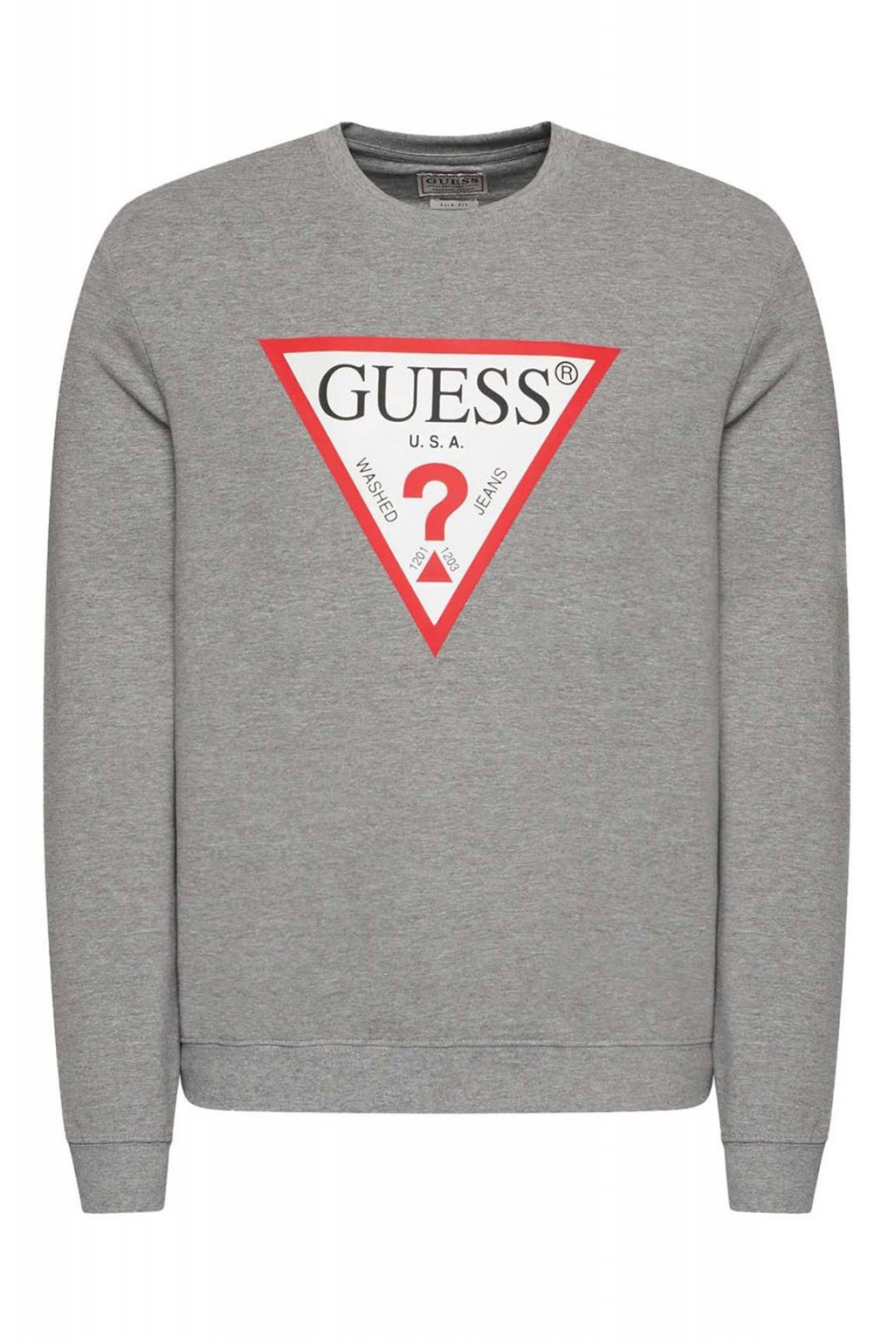 Sweat iconique en coton bio Guess jeans MRH Marble Heather M2YQ37 K6ZS1