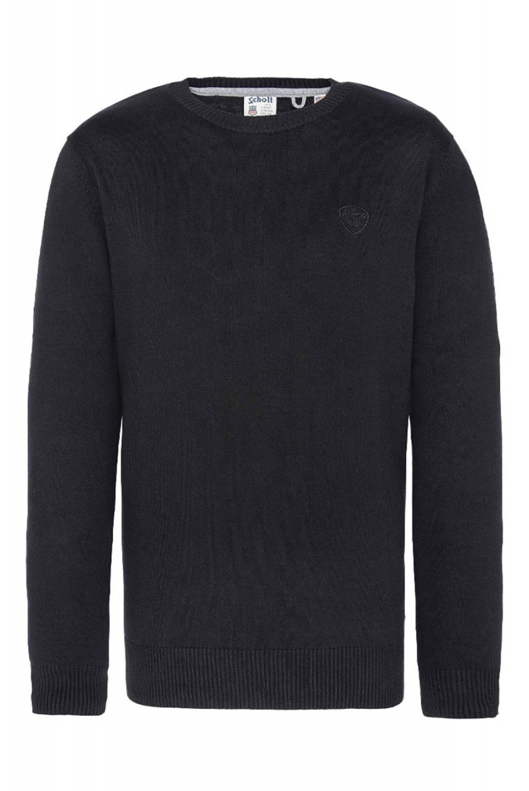 Pull fin col rond 100% coton Schott BLACK PLB100