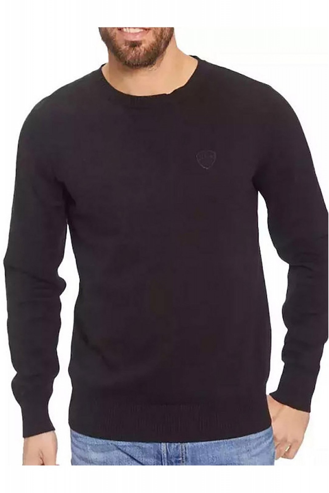 Pull fin col rond 100% coton Schott BLACK PLB100