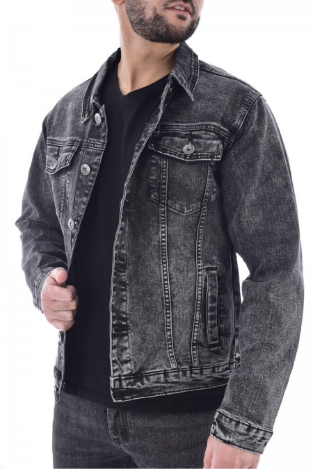 Blouson jean stretch Leo gutti NOIR ZE705