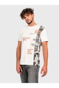 TShirt à logo brodé print photo Guess jeans G018 SALT WHITE M3YI18 K8FQ4