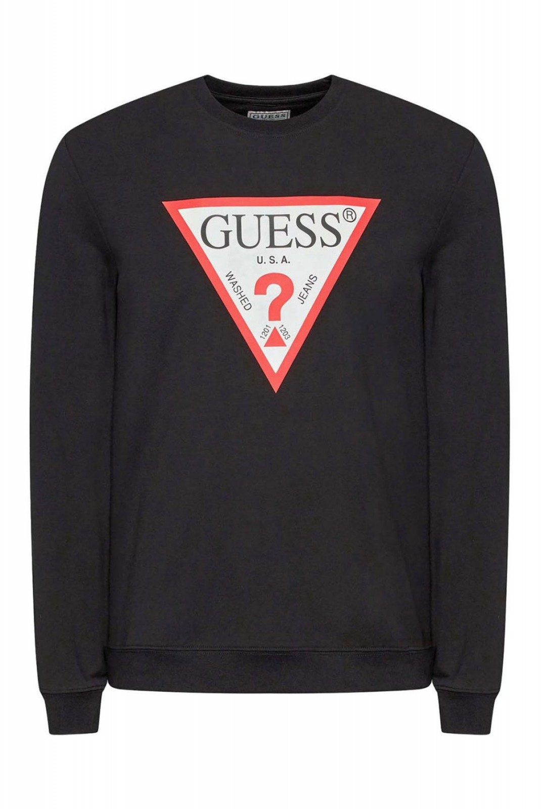 Sweat iconique en coton bio Guess jeans JBLK Jet Black A996 M2YQ37 K6ZS1