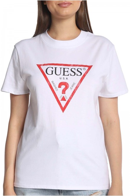 TShirt 100% coton logo délavé Guess jeans G011 Pure White W2BI69 K8FQ1