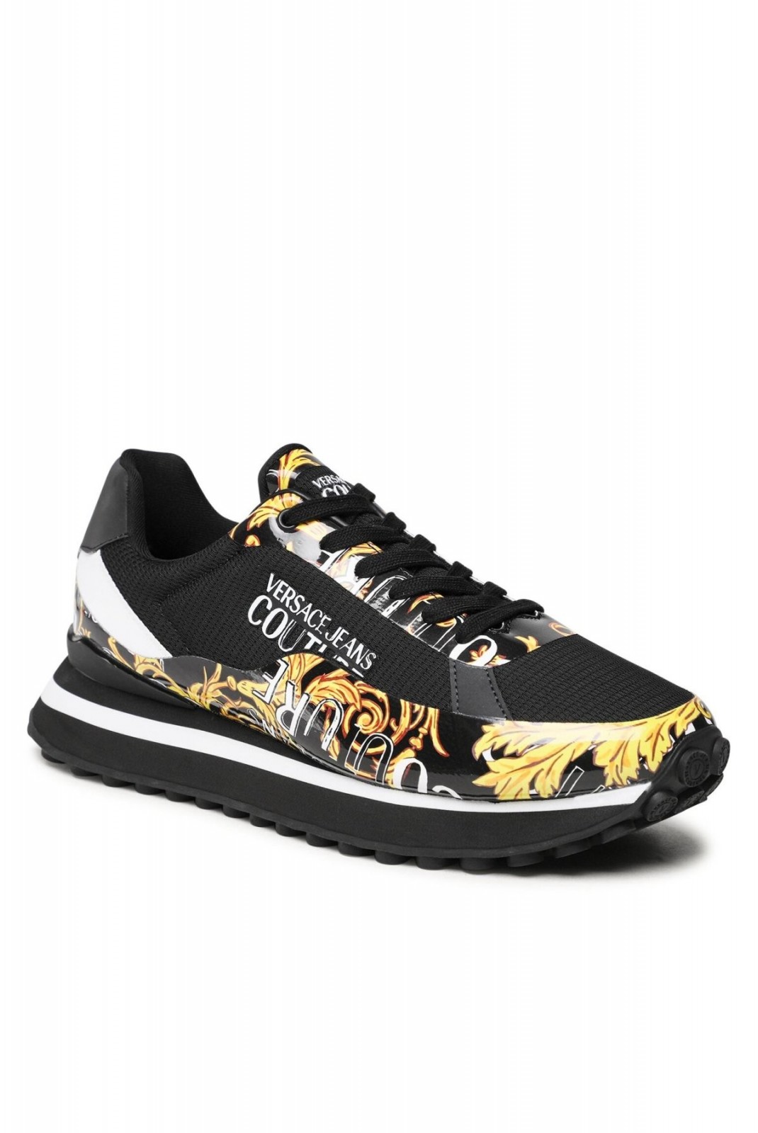 Sneakers print logo Versace Jeans G89 BLACK/GOLD 76YA3SE1 ZS658