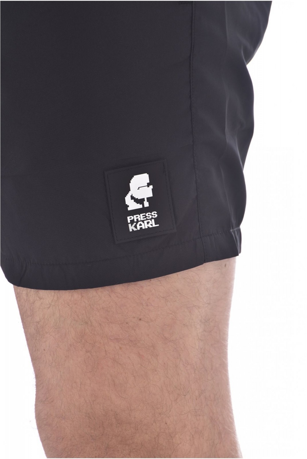 Short de bain à petit logo patché Karl lagerfeld BLACK KL21MBM01