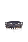 Coffret 2 bracelets cuir et perles  L'atelier de Gaspard marron B6