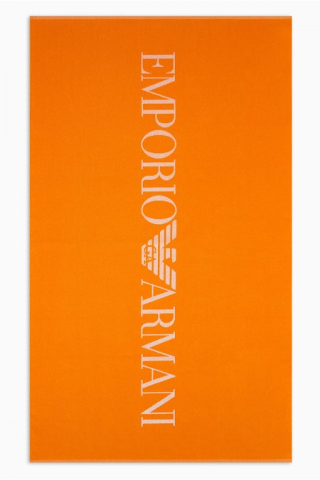 Drap de bain gros logo éponge Emporio armani 00262 ARANCIO 231772 4R451