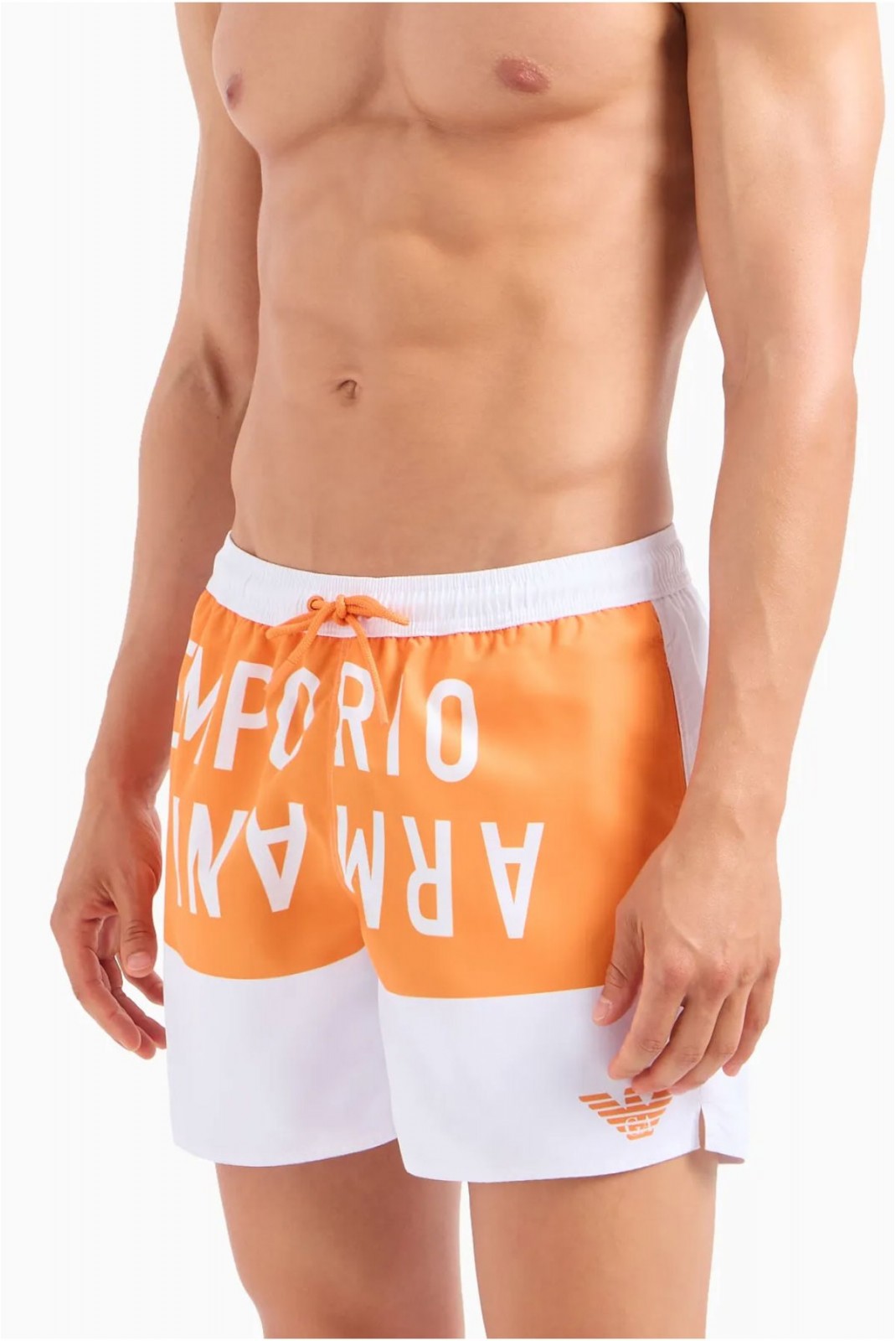 Short de bain gros logo Emporio armani 01710 BIANCO/ARANCIO 211740 4R424