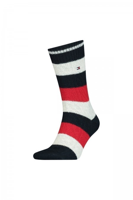 Paire de chaussettes - TOMMY HILFIGER - Cable Rugby - Navy / Red Tommy Hilfiger 001 Navy / Red 100001191