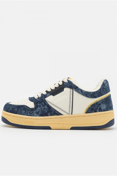 Sneakers cuir et denim ANCONA I Guess jeans BLUE WHITE FMJANI DEN12