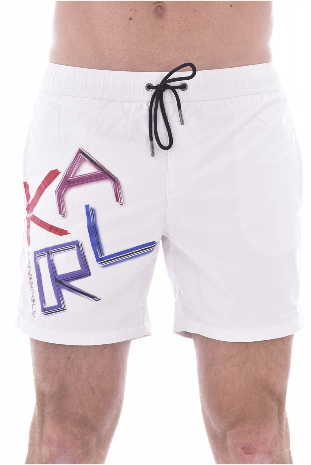 Short de bain à gros logo printé Karl lagerfeld WHITE KL21MBM04