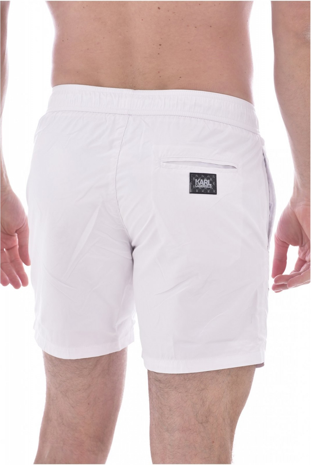 Short de bain à gros logo printé Karl lagerfeld WHITE KL21MBM04