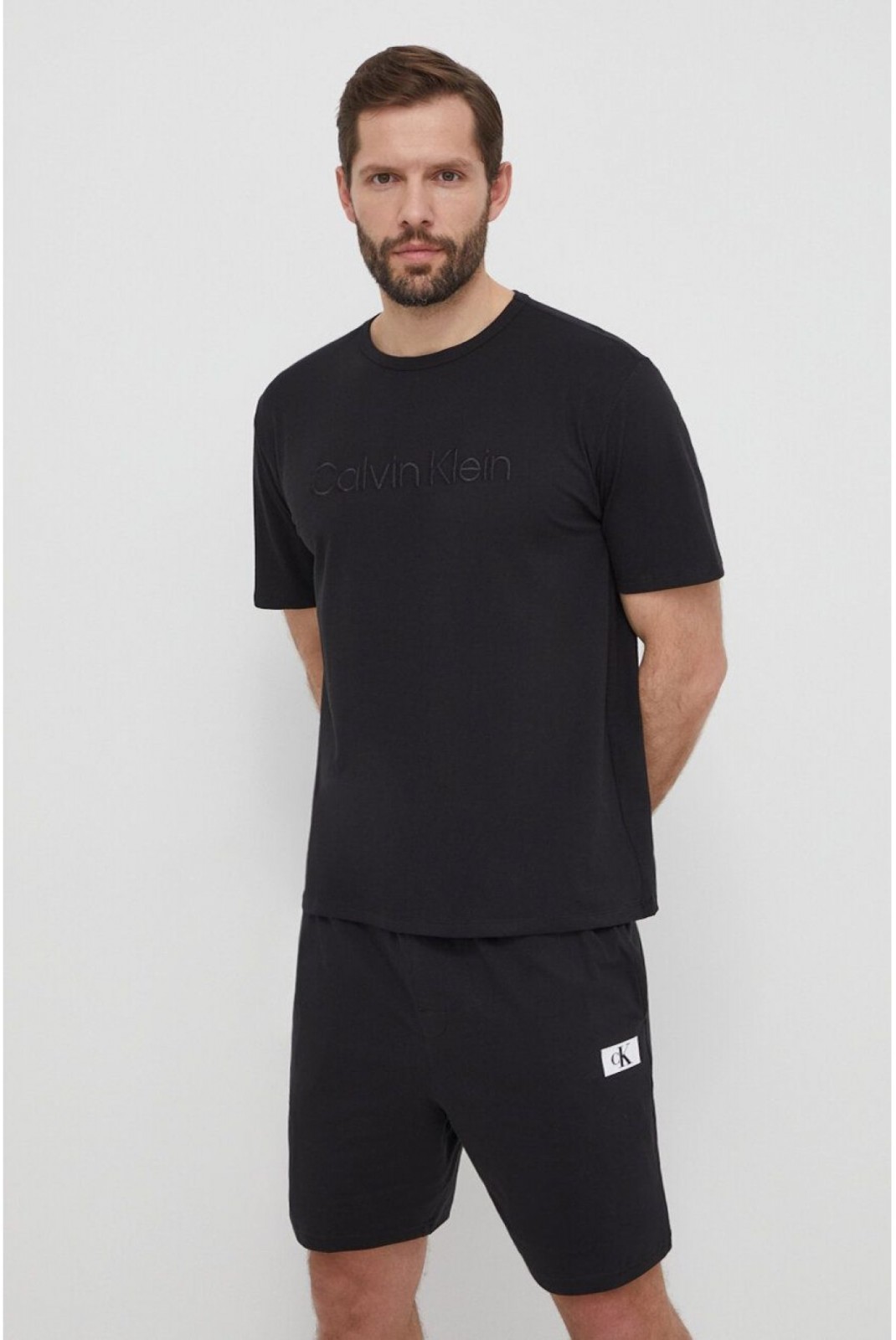 TShirt stretch logo brodé Calvin klein UB1 BLACK 000NM2501E