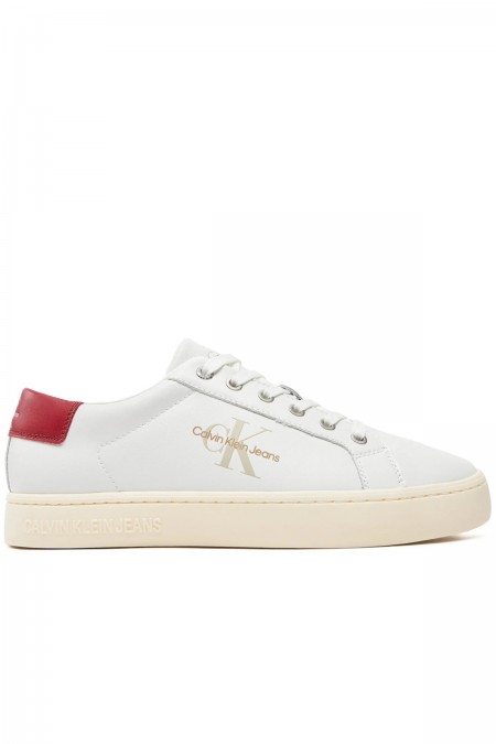 Sneakers basses en cuir Calvin klein 0KV Bright White/Creamy White/Garnet YM0YM00491