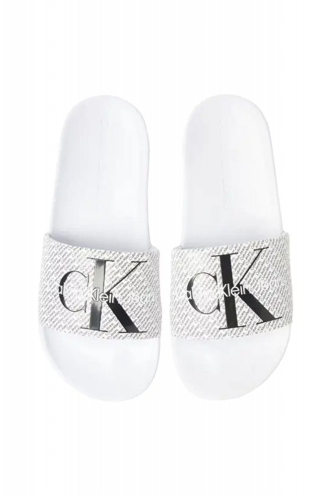 Mules PVC logo all over Calvin klein 01W Bright White/Black YM0YM00955