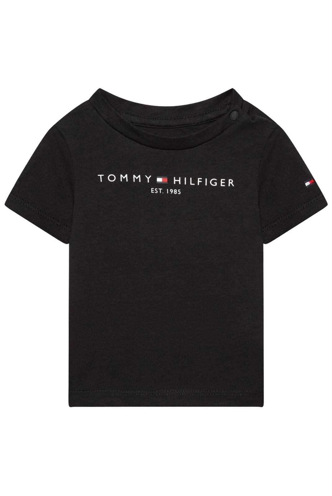 TShirt coton stretch ouverture col Tommy Hilfiger BDS Black KN0KN01487