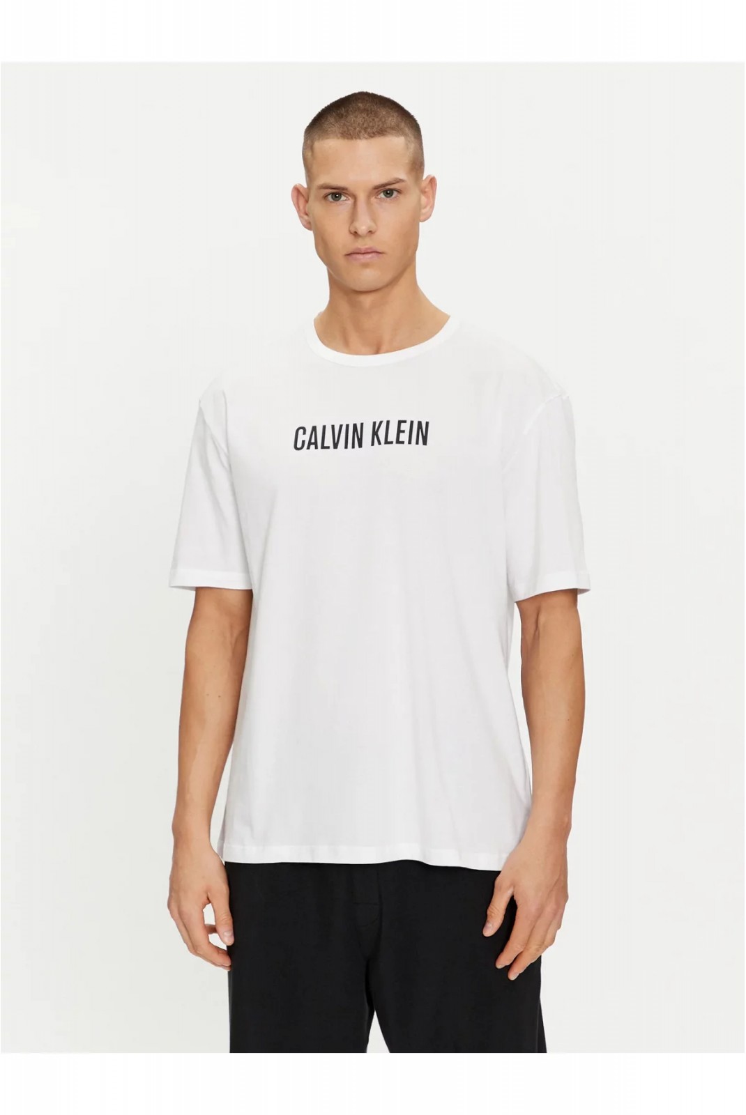 TShirt basique 100% coton bio Calvin klein 100 WHITE W/ BLACK LOGO 000NM2567E