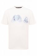 TShirt luxe motif ourson Palm Angels BLUE/WHITE PMAA001E20JER0044401