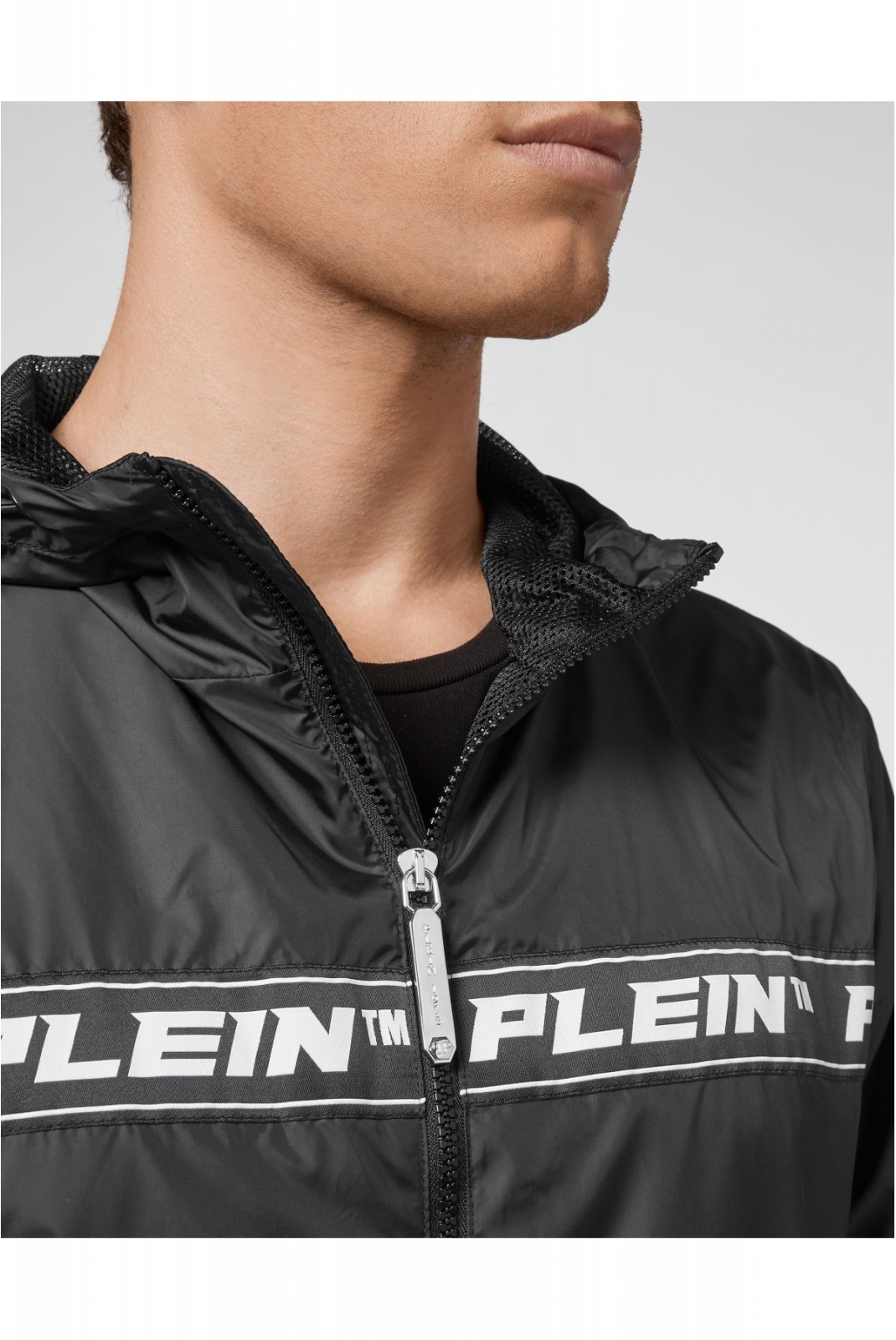 Blouson coupe vent bande logo Philipp plein 02 BLACK MRB1889 PNY002N