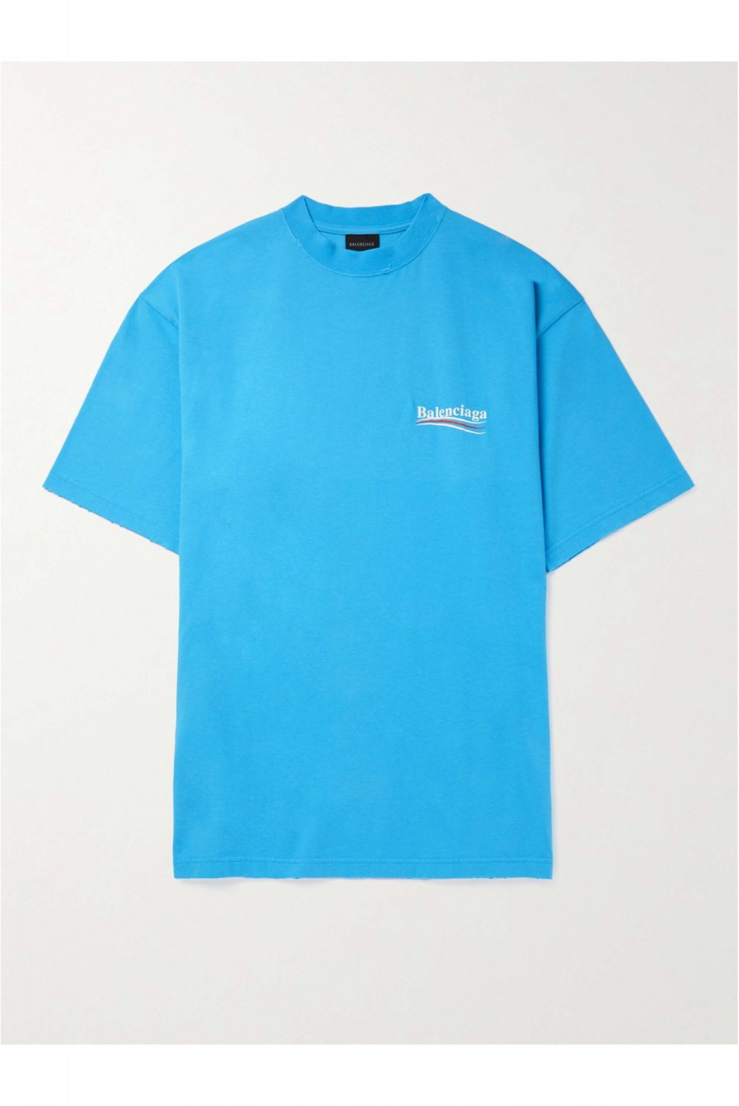 TShirt effet dévoré print logo Balenciaga 4760 BLEU 641675 TNVG5