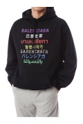 Sweat à capuche printé multi logos Balenciaga 2771 NOIR 570811 TJVI6