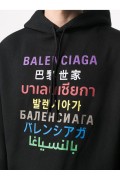 Sweat à capuche printé multi logos Balenciaga 2771 NOIR 570811 TJVI6