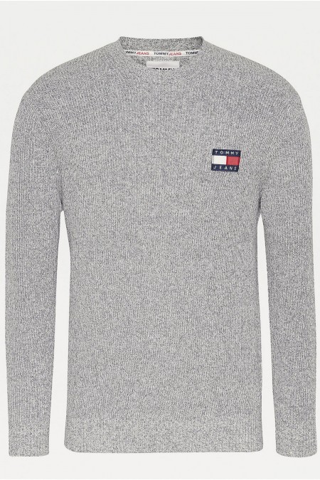 Pull chiné à logo patché Tommy Jeans P4E GREY DM0DM08810