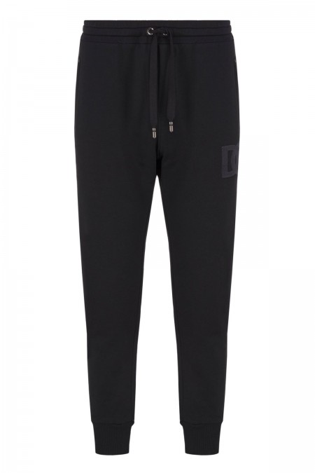 Jogger ajusté à logo brodé Dolce&Gabbana N0000 BLACK GWT1AZ G7C8H