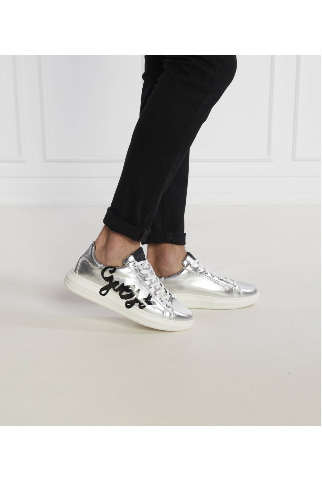 Sneakers en cuir mélangé Vibo Guess jeans SILVER FM8VIB ELE12