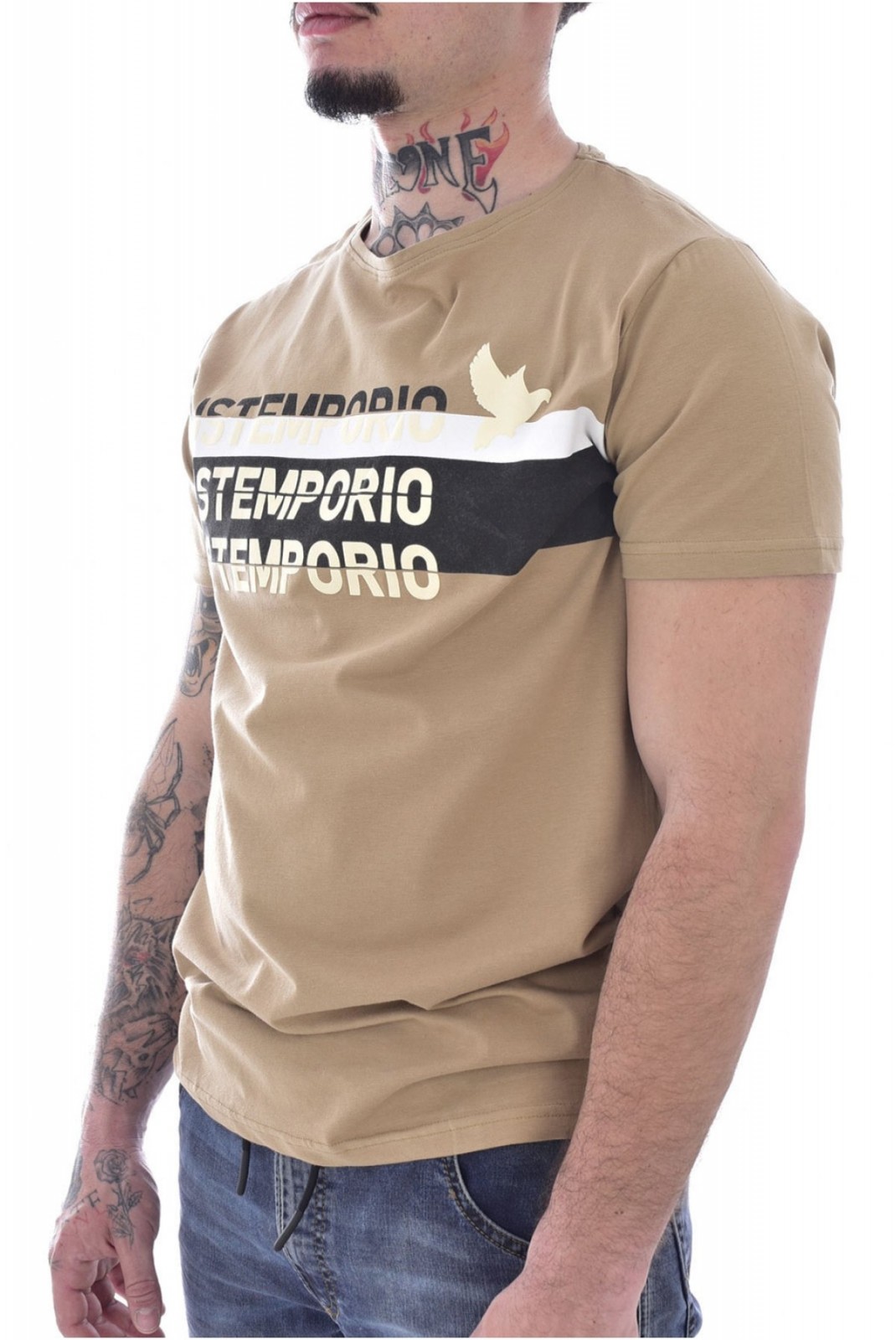 TShirt stretch bandes logo Just Emporio SAFARI BEIGE JE-MALKIM-01