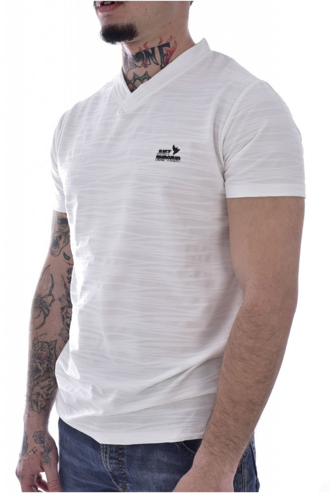 TShirt stretch col V Just Emporio WHITE JE-MOZIM-01