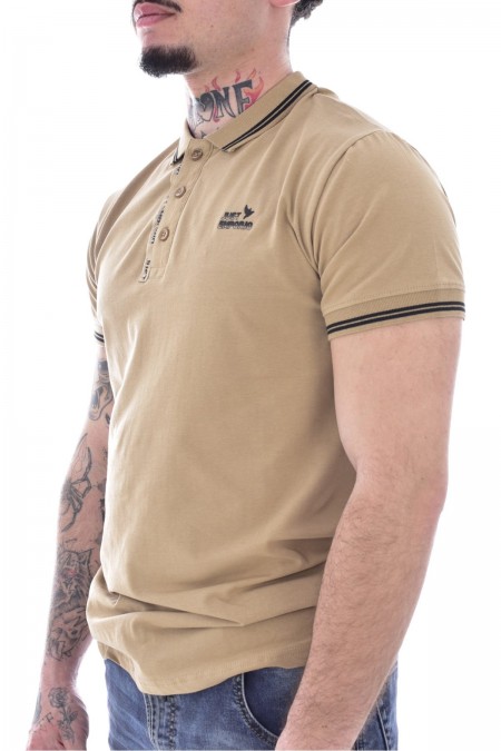 Polo coton stretch logo printé Just Emporio SAFARI BEIGE JE-PALIM