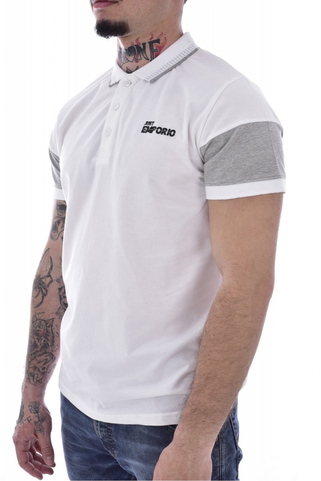 Polo stretch logo relief Just Emporio WHITE/GREY MEL JE-PARILIM