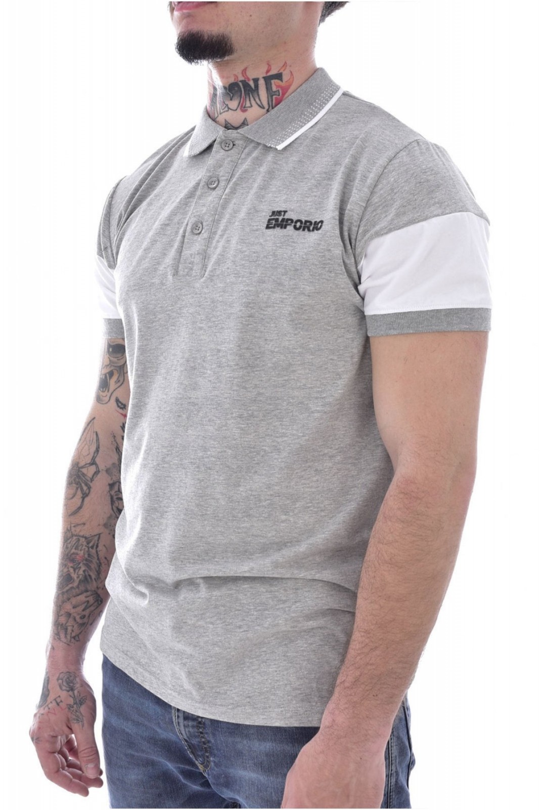 Polo stretch logo relief Just Emporio GREY MEL/WHITE JE-PARILIM