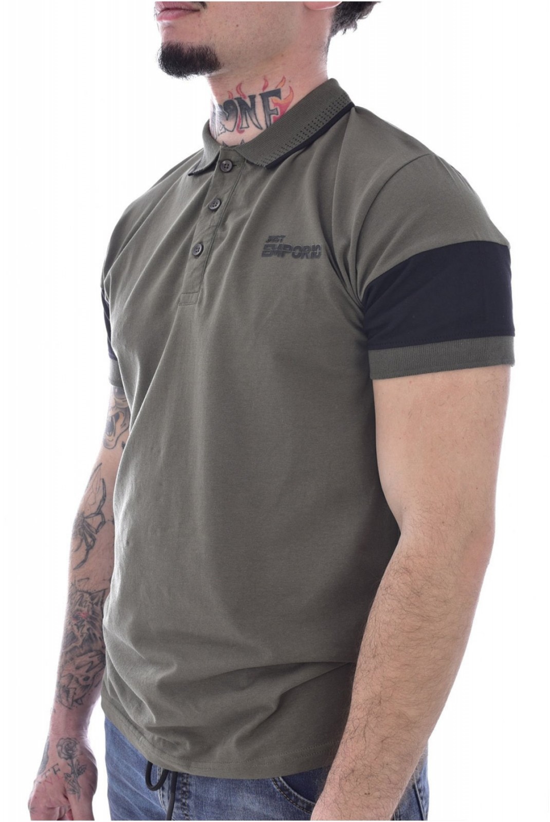 Polo stretch logo relief Just Emporio KHAKI/BLACK JE-PARILIM