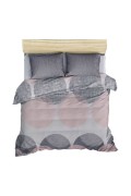 Housse de couette + 2 Taies d'oreiller - 240 x 220 cm + 60 x 60 cm - Leron - Grey - 129CTN62688 Cotton box Grey/Pink/White 129CT