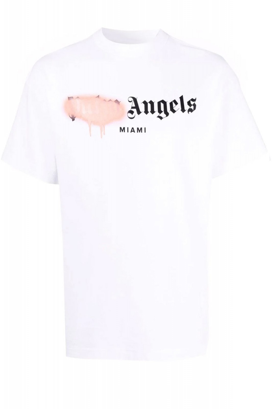 TShirt print logo sprayed Palm Angels WHITE/PINK PMAA001S21JER0340130