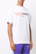 TShirt print logo sprayed Palm Angels WHITE/PINK PMAA001S21JER0340130