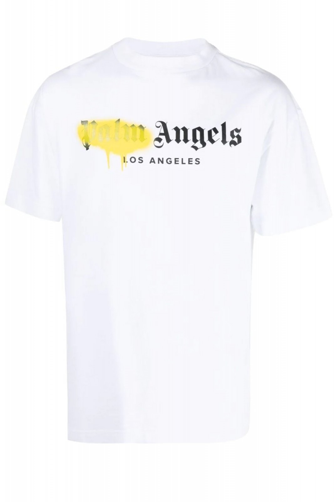 TShirt print logo sprayed Palm Angels WHITE/YELLOW PMAA001F20JER0160118