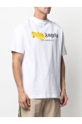 TShirt print logo sprayed Palm Angels WHITE/YELLOW PMAA001F20JER0160118