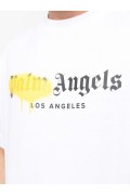 TShirt print logo sprayed Palm Angels WHITE/YELLOW PMAA001F20JER0160118